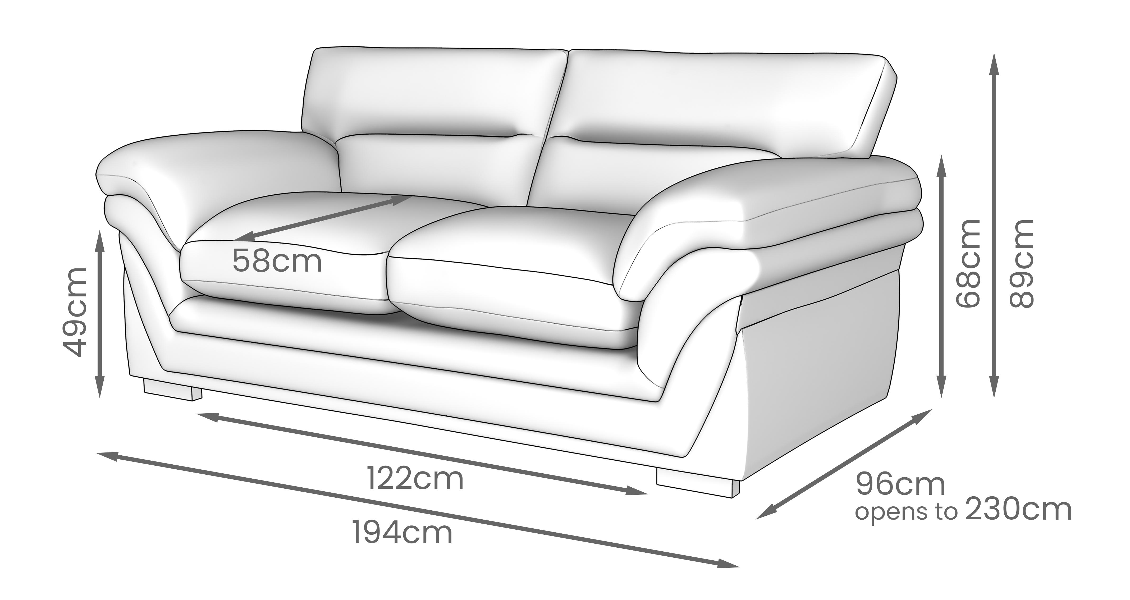 Zana Large 2 Seater Sofa Bed in Marley Slate with Dark feet
