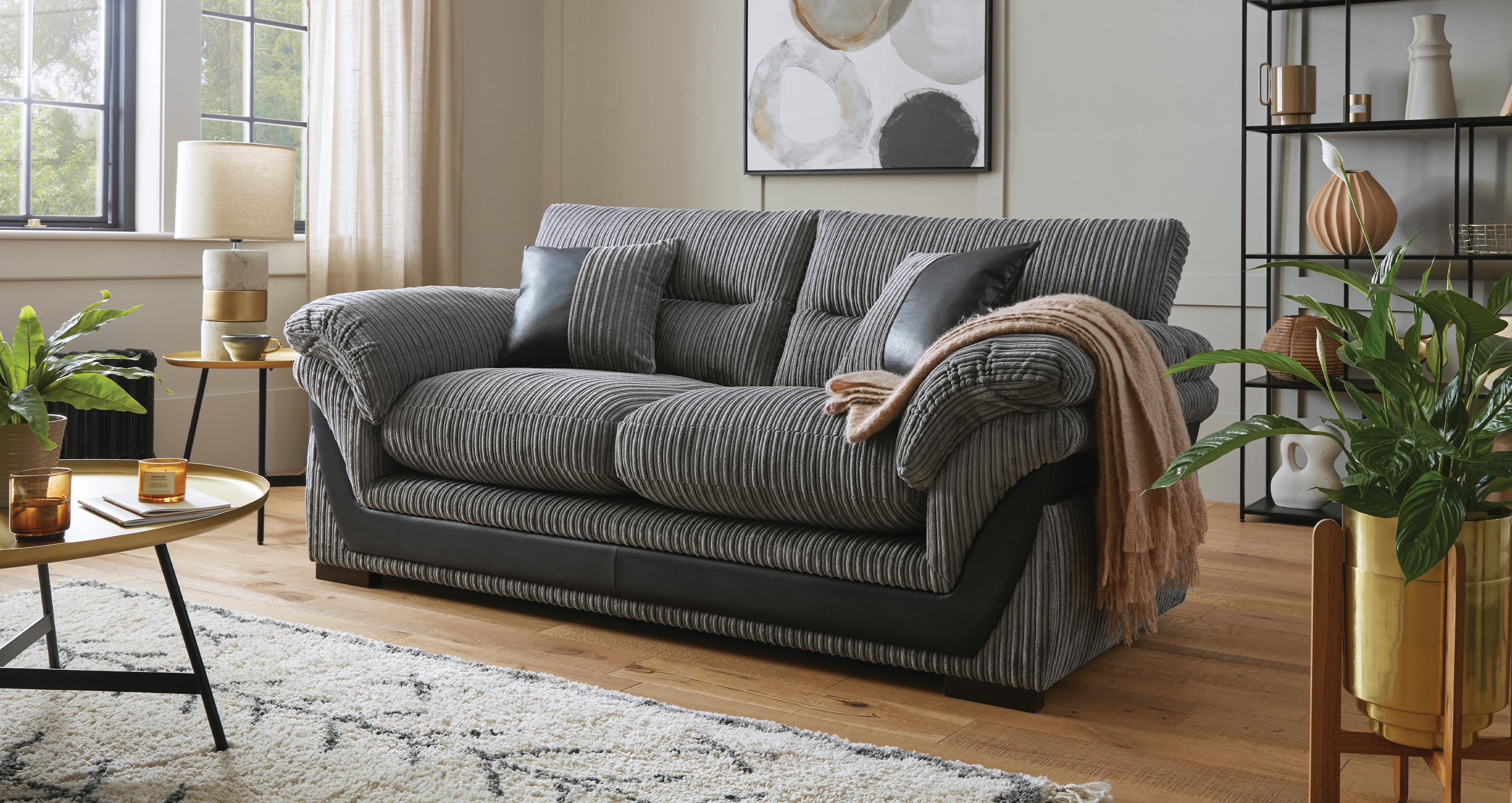 Zana-clearance 3 Seater Sofa, 2 Seater Sofa , Recliner Chair & Footstool in Samson Slate Combination Clearance Slate Combination