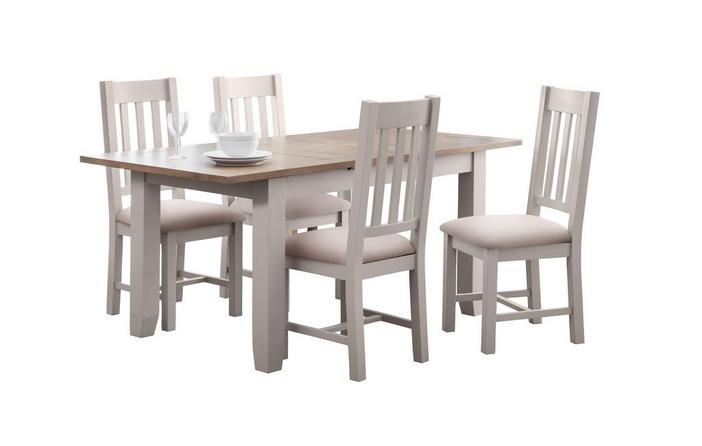 Zennor Dining Medium Extending Table 4, Pale Grey Dining Table And Chairs