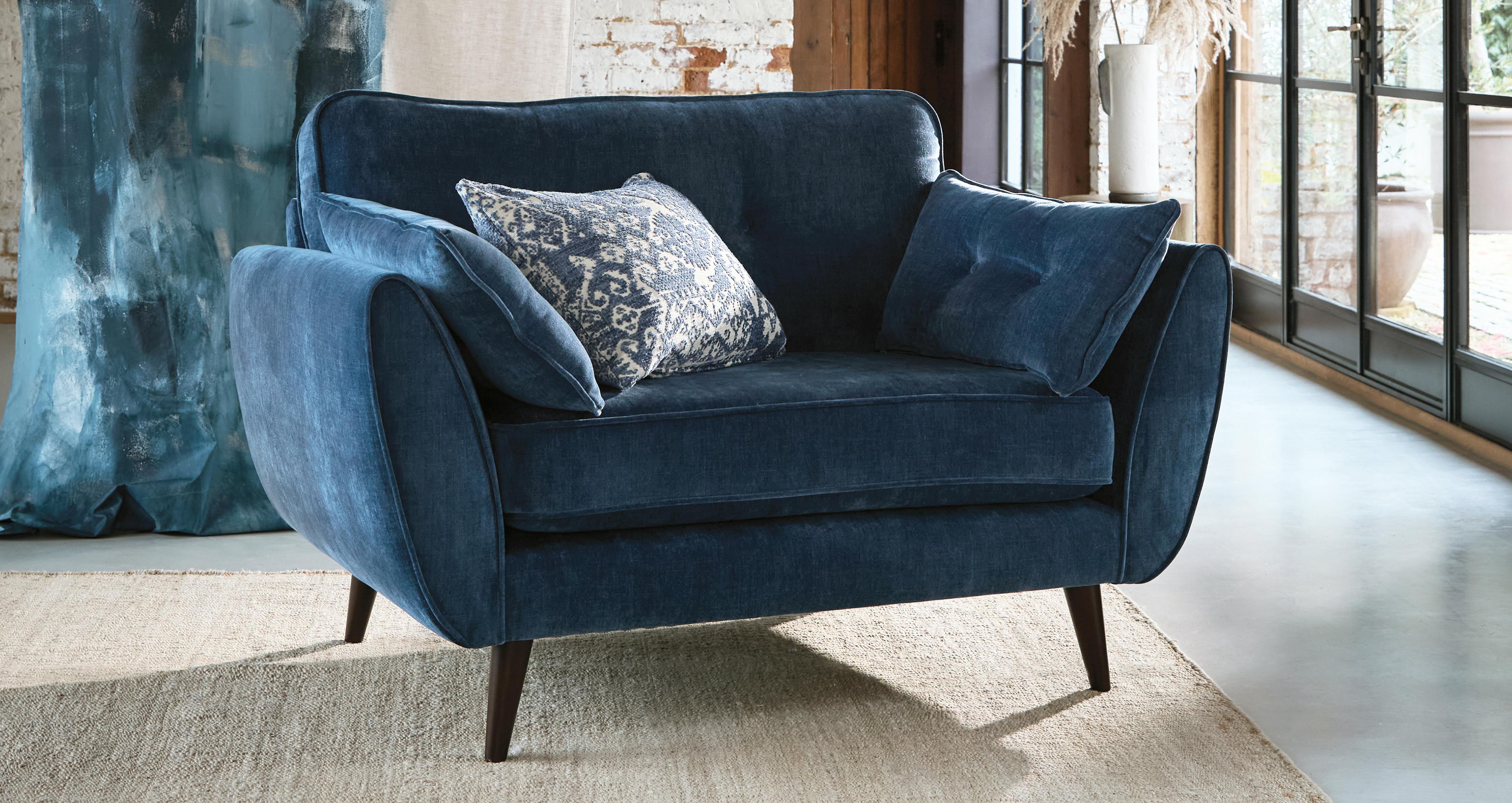 Leather French Connection Cuddle Chair Zinc Leather Cuddler Sofa DFS