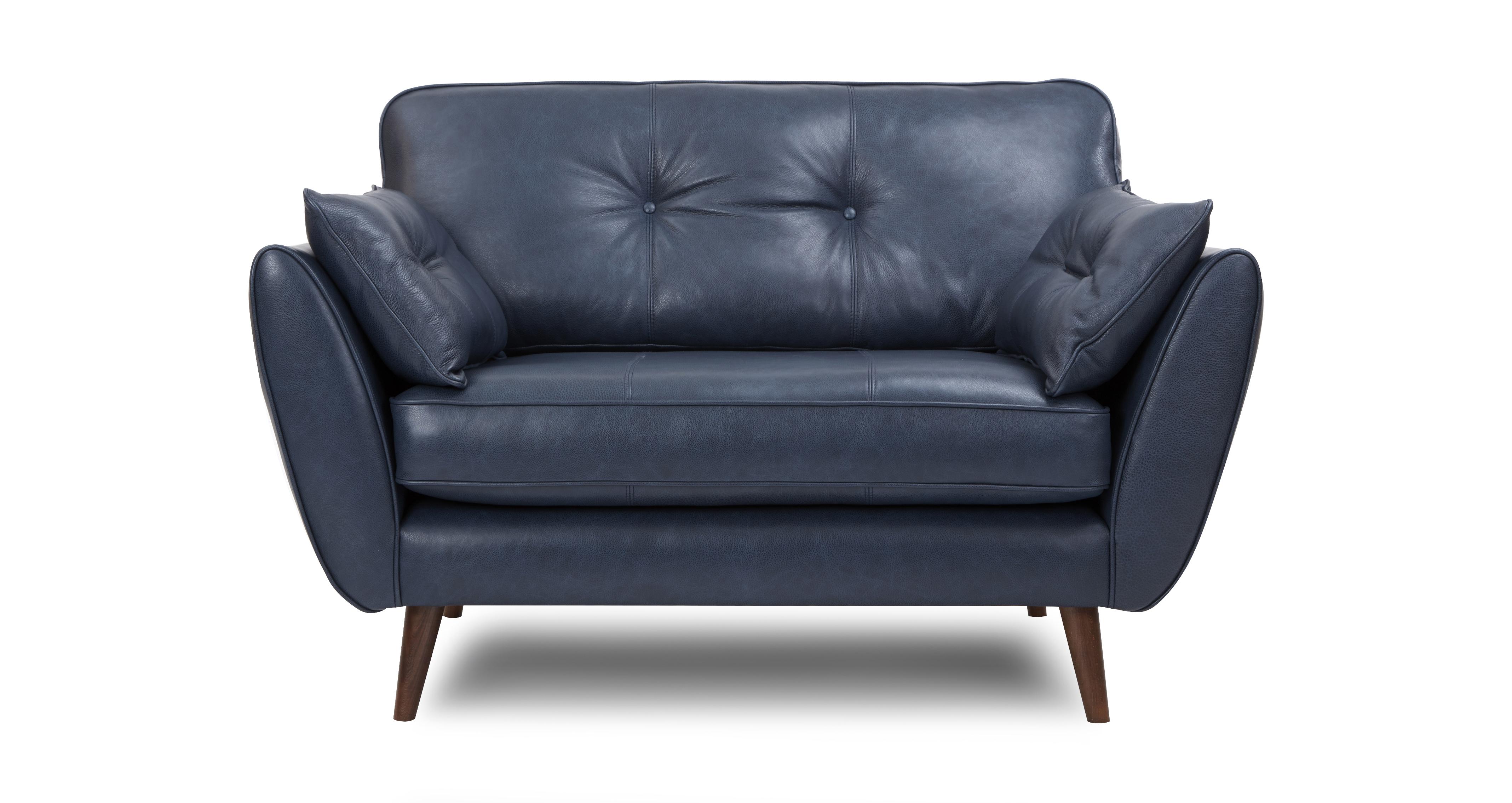 leather sofa with cuddler
