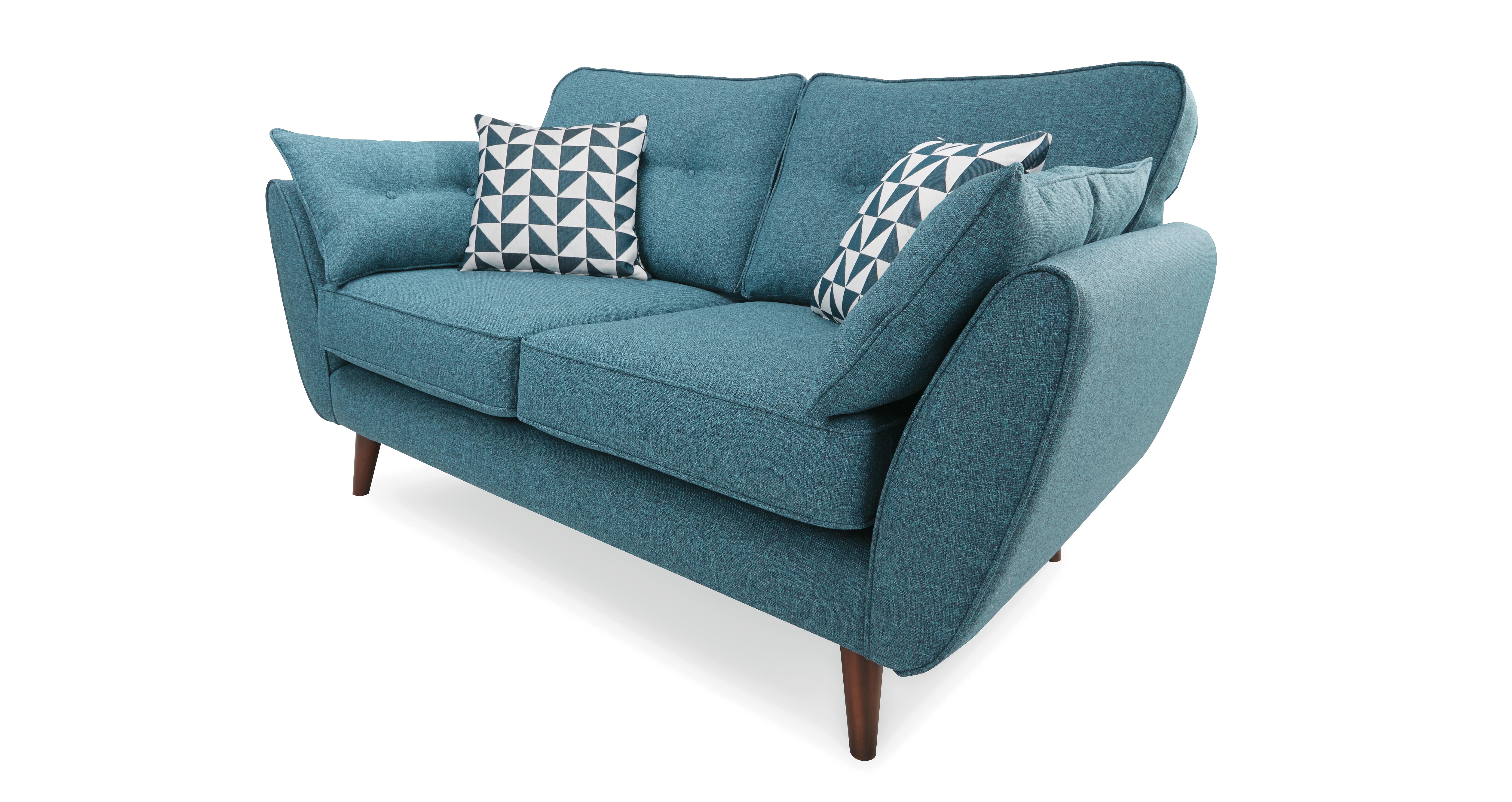 Zinc 2 Seater Sofa in Zinc Teal with Dark feet