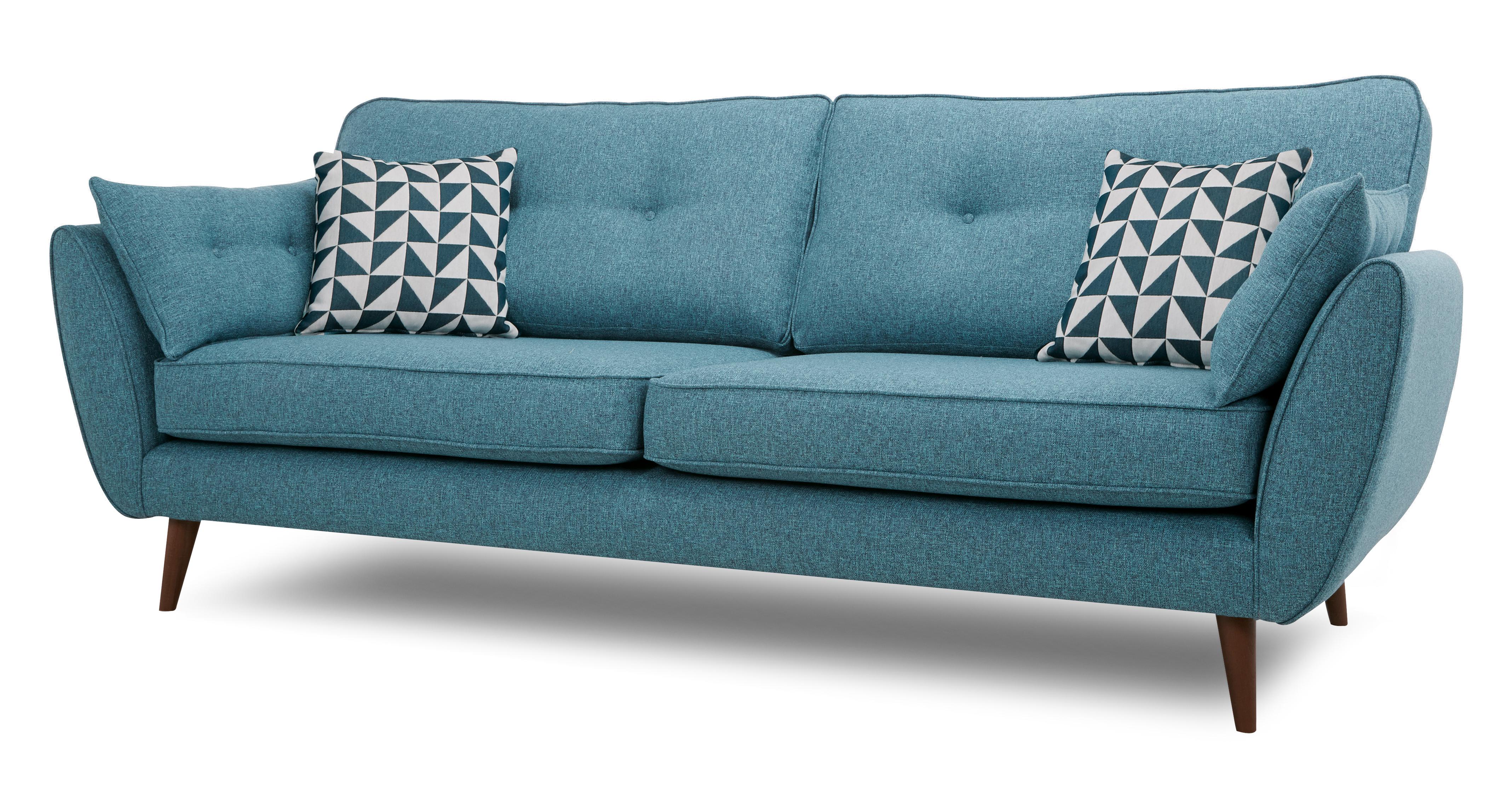 Zinc 4 Seater Sofa in Zinc Teal with Dark feet