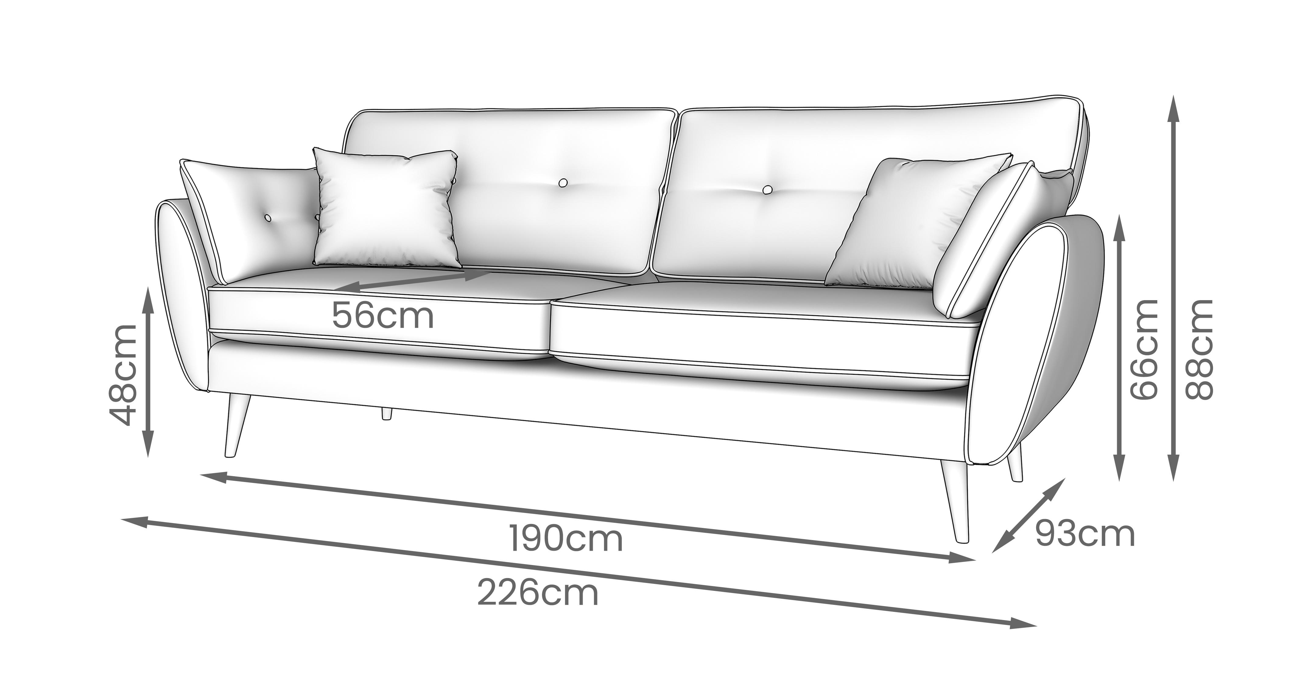 Zinc 4 Seater Sofa in Zinc Teal with Dark feet