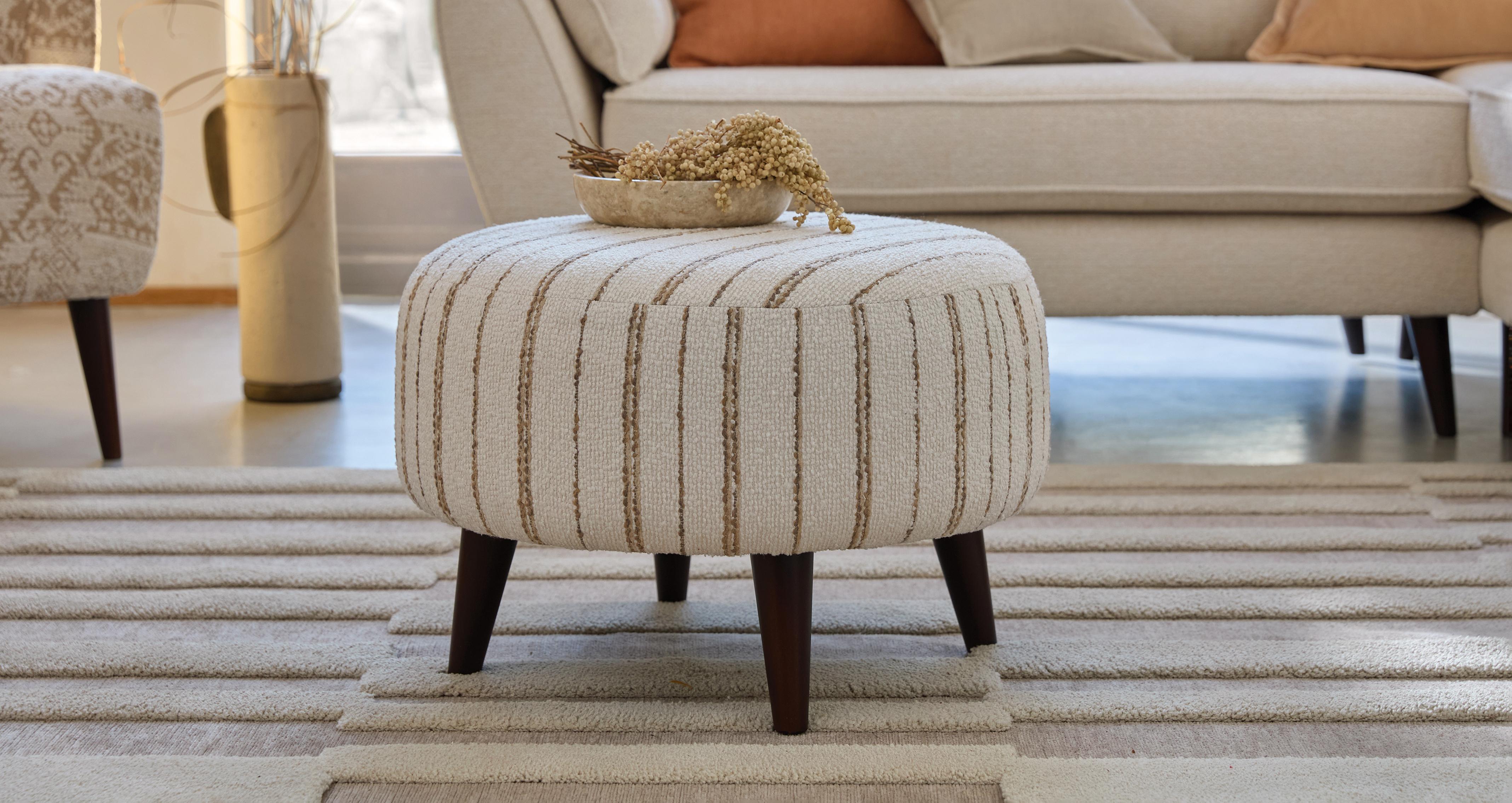 Zinc Stripe Round Footstool DFS