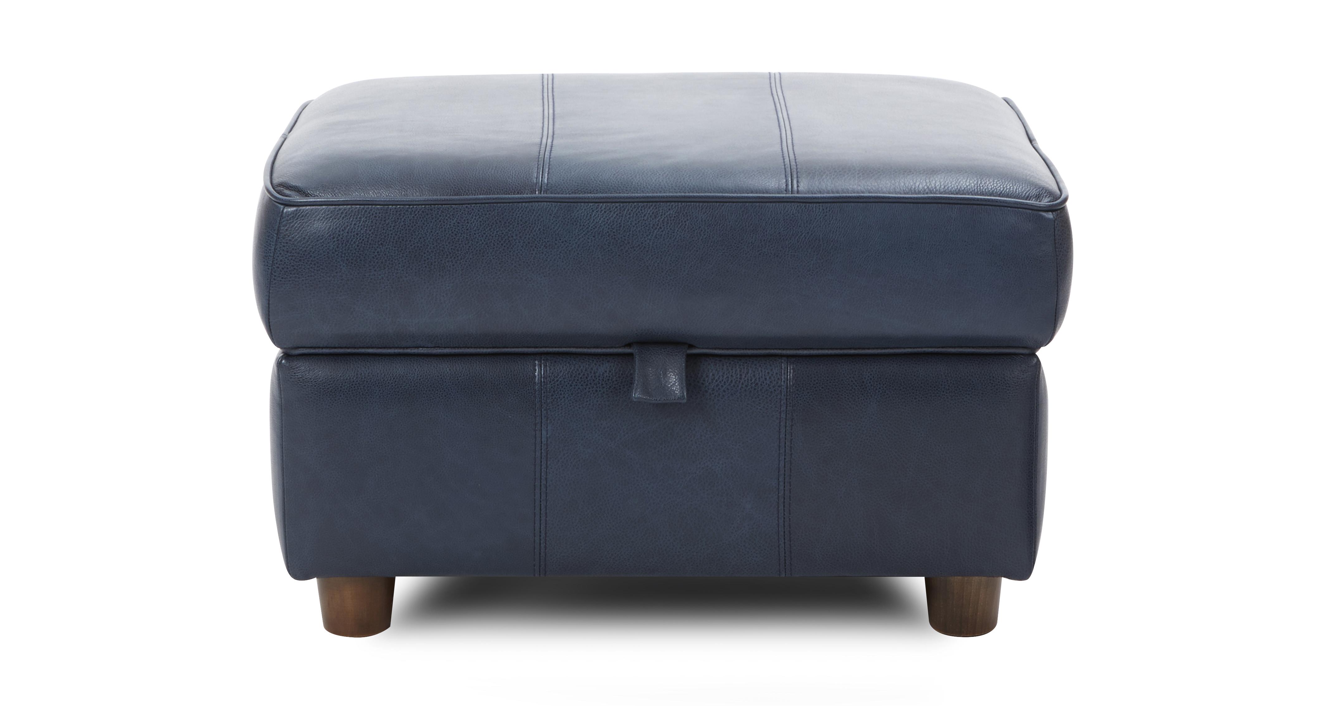 Blue leather store footstool