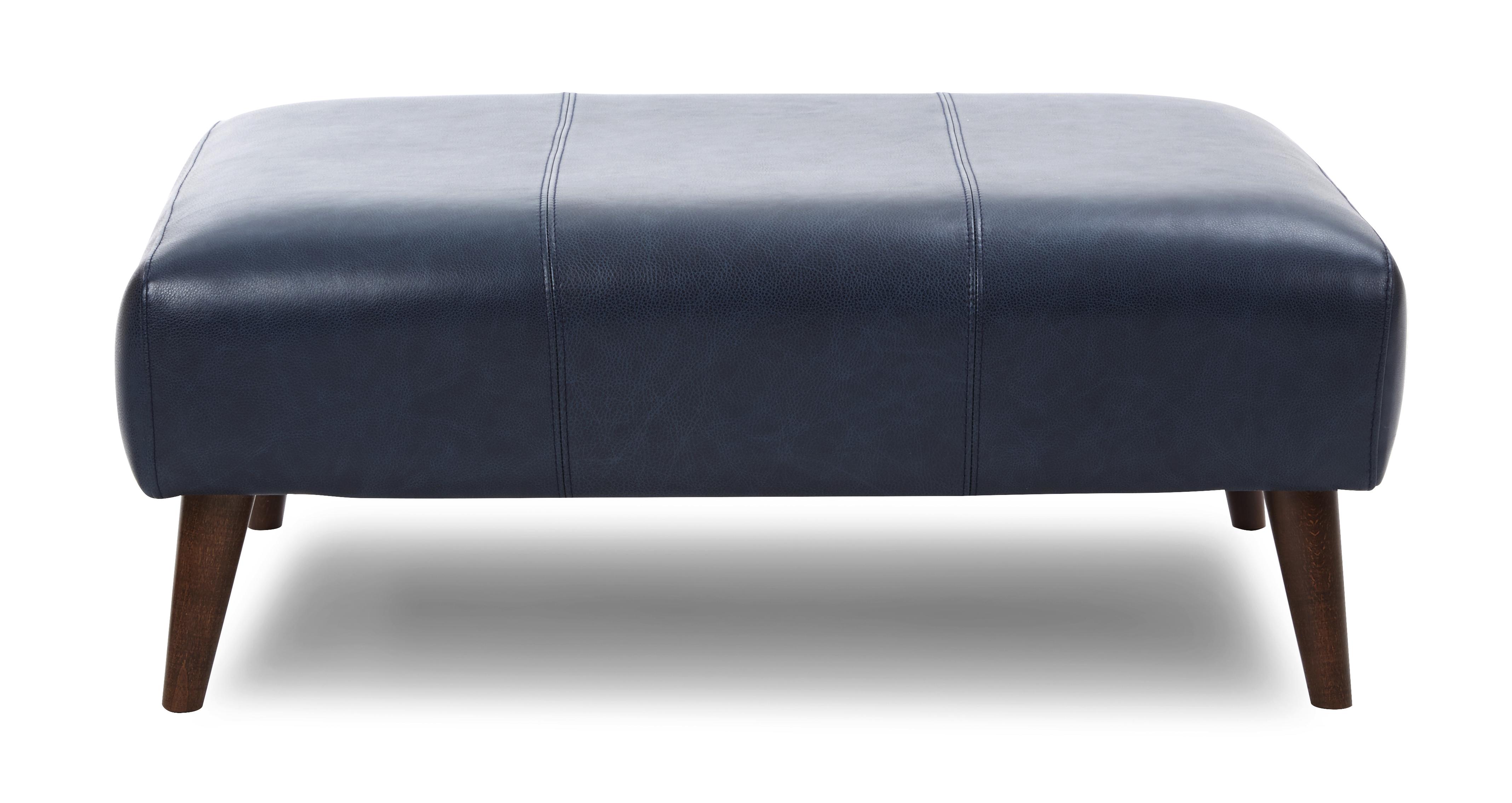 Blue leather store footstool