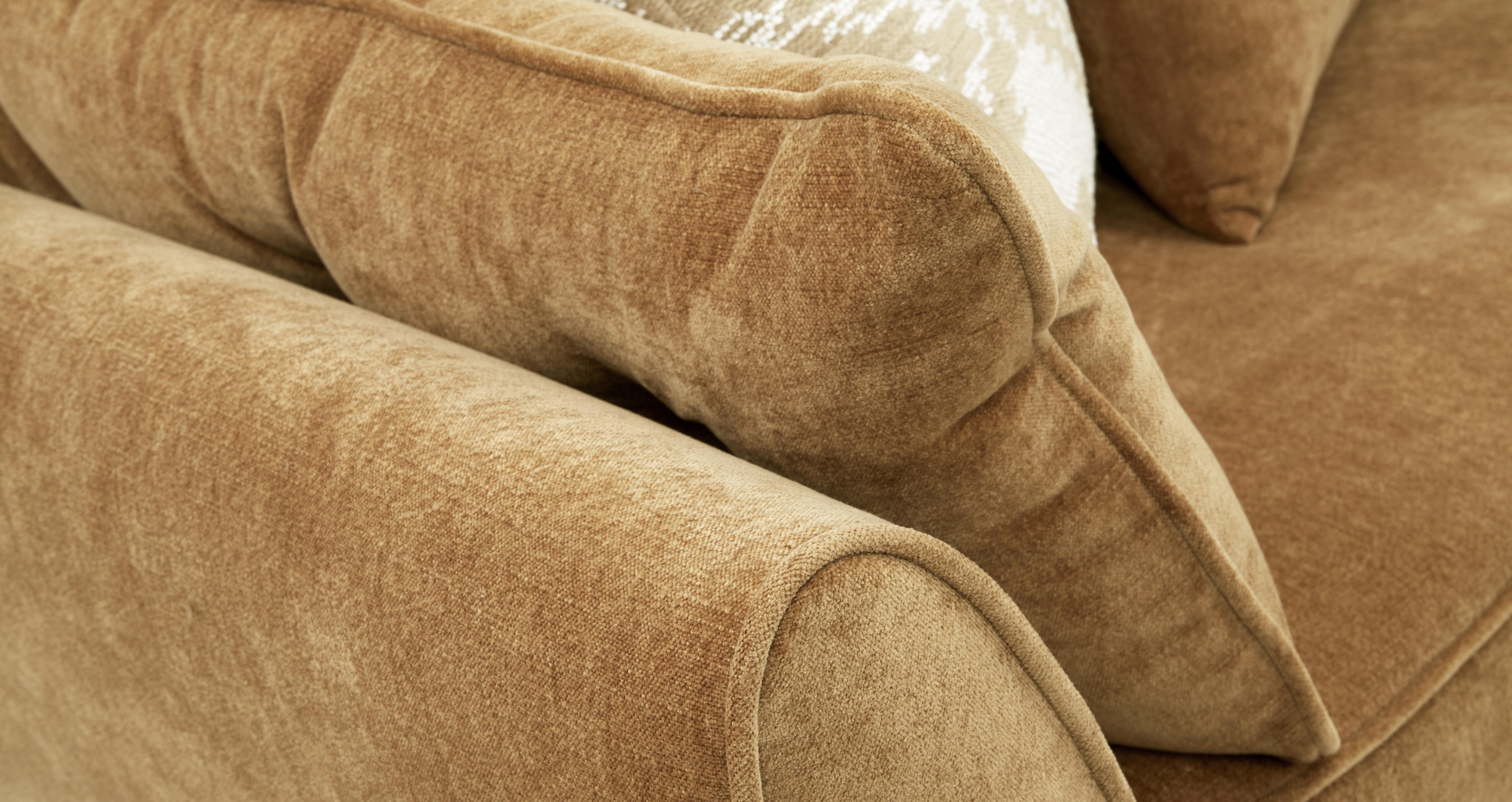 Zinc Chenille Left Hand Facing Arm Corner Group in Zinc Chenille Almond with Dark feet